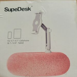 SupeDesk Adjustable Phone & Tablet Stand with Pink Plush Base NIB